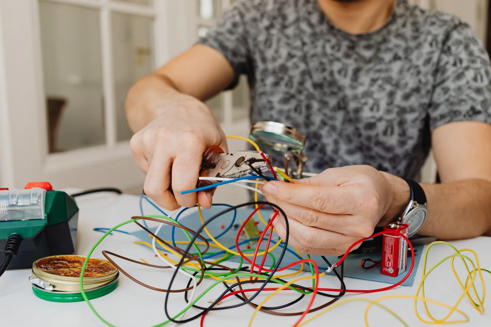 Stripping and sorting conductors at the bench, for electrical permit in Oklahoma City