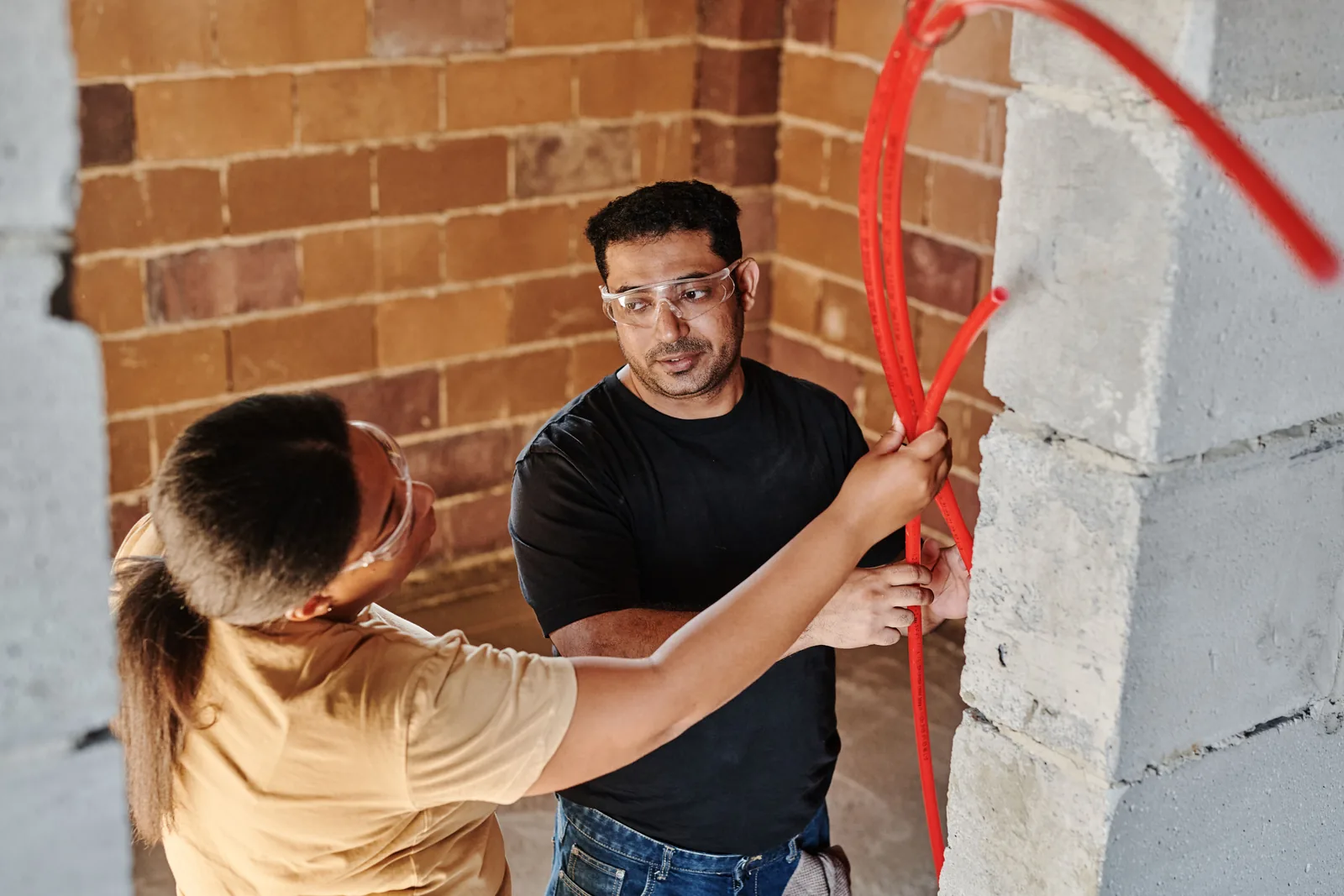 Running conduit across a block wall, for property management electrical in Oklahoma City